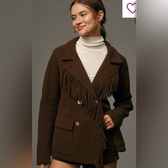 Anthropologie NVLT Knit Fringe Blazer Coatigan, MED NWOT - Picture 2 of 7